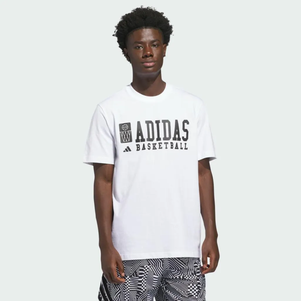 adidas Basketball|Basketball<· BASKETBALL GRAPHIC T-SHIRT White / Black