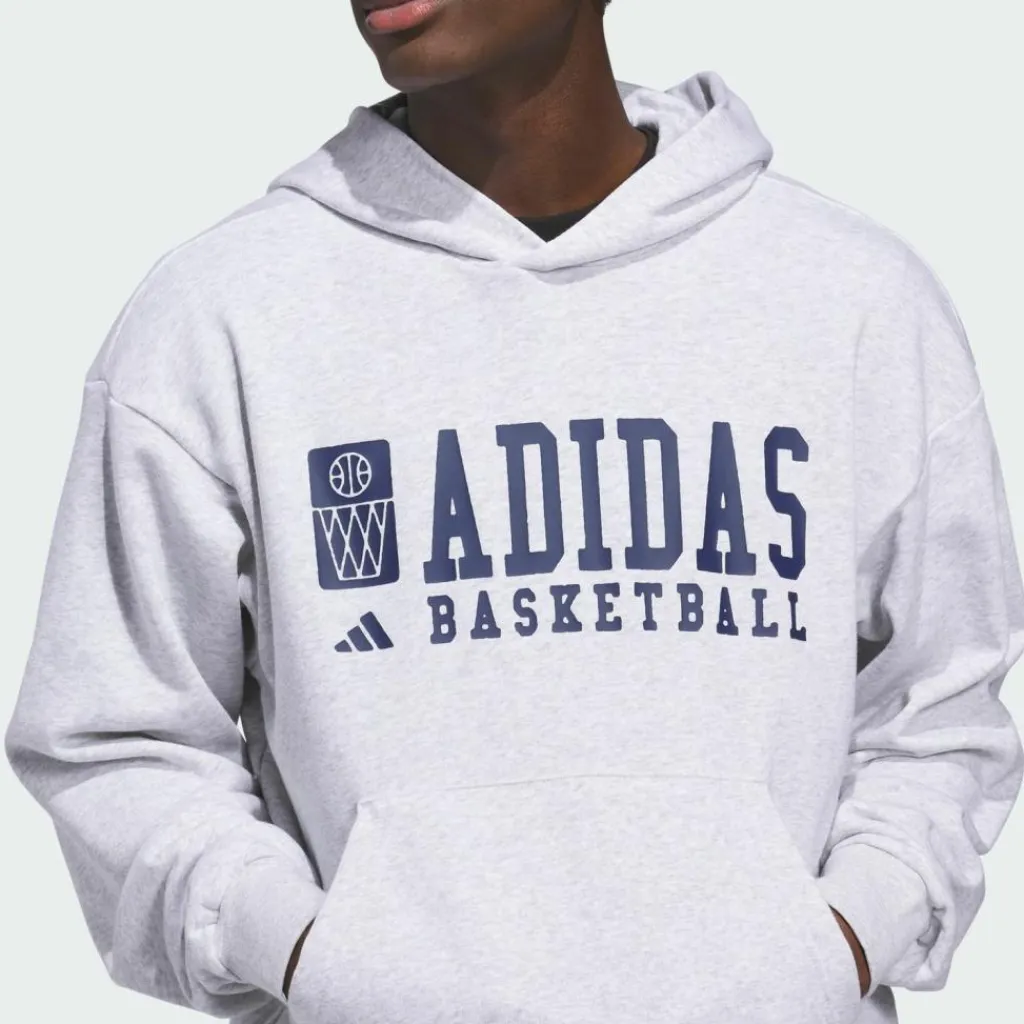 adidas Basketball|Basketball<· BASKETBALL GRAPHIC HOODIE Light Grey Heather