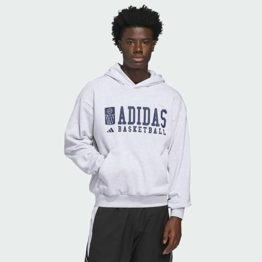 adidas Basketball|Basketball<· BASKETBALL GRAPHIC HOODIE Light Grey Heather