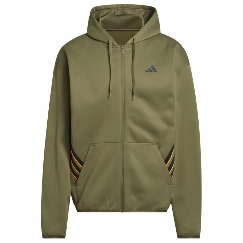 adidas Basketball|Basketball<· CRAZY WARM FULLZIP HOODIE Olive Strata / Lucid Orange