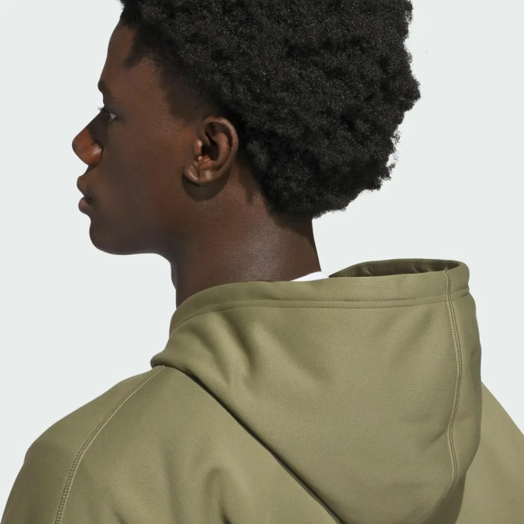 adidas Basketball|Basketball<· CRAZY WARM FULLZIP HOODIE Olive Strata / Lucid Orange