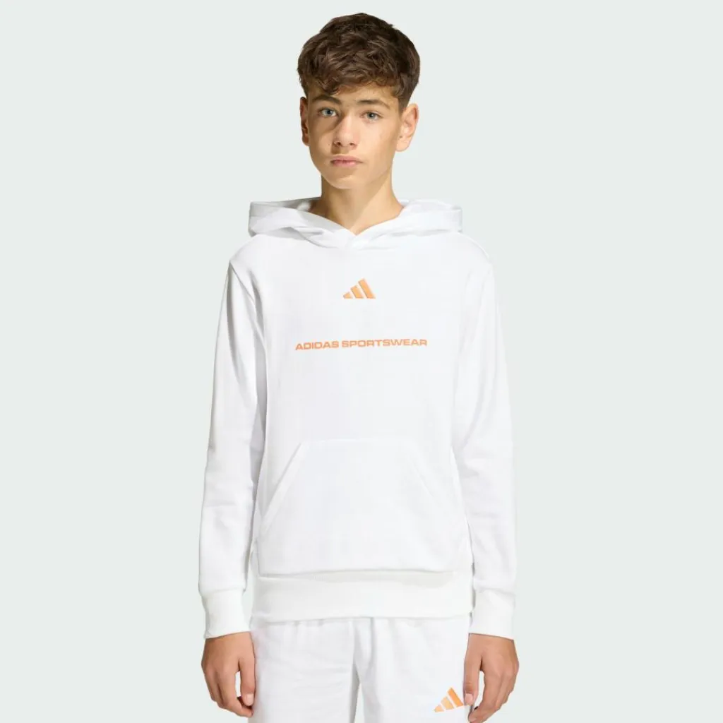 adidas Pullover & Sweats<· Slogan Fleece-Hoodie White