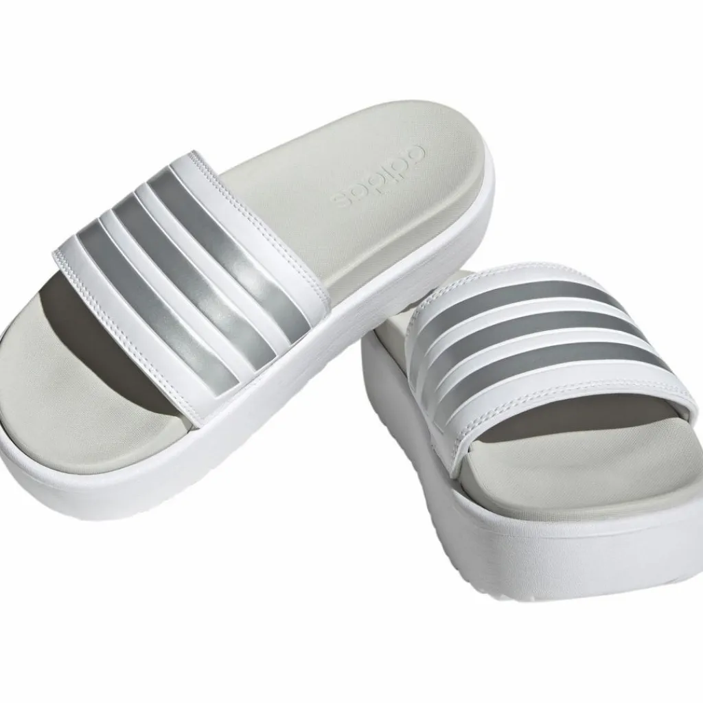 adidas Badeschuhe<· Adilette Platform ftwr white-zero metallic-grey one