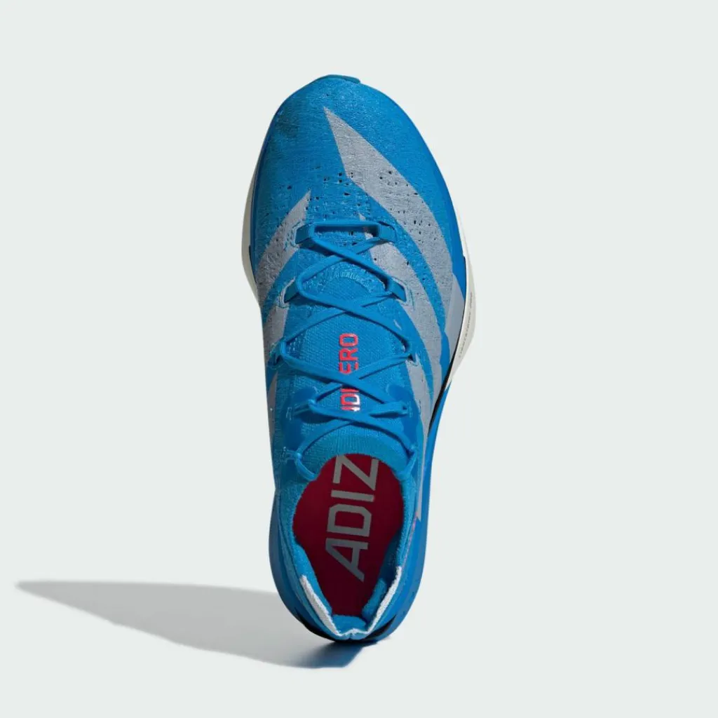 adidas Laufschuhe|Laufschuhe<· Adizero Prime X3 Strung Schuh Solar Blue / Silver Metallic / Lucid Red