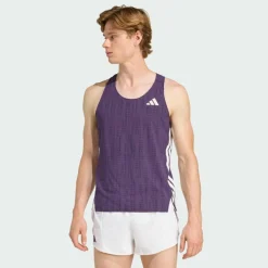 adidas Tops & Tanks<· Adizero Running Singlet Aurora Plum / Noble Ink