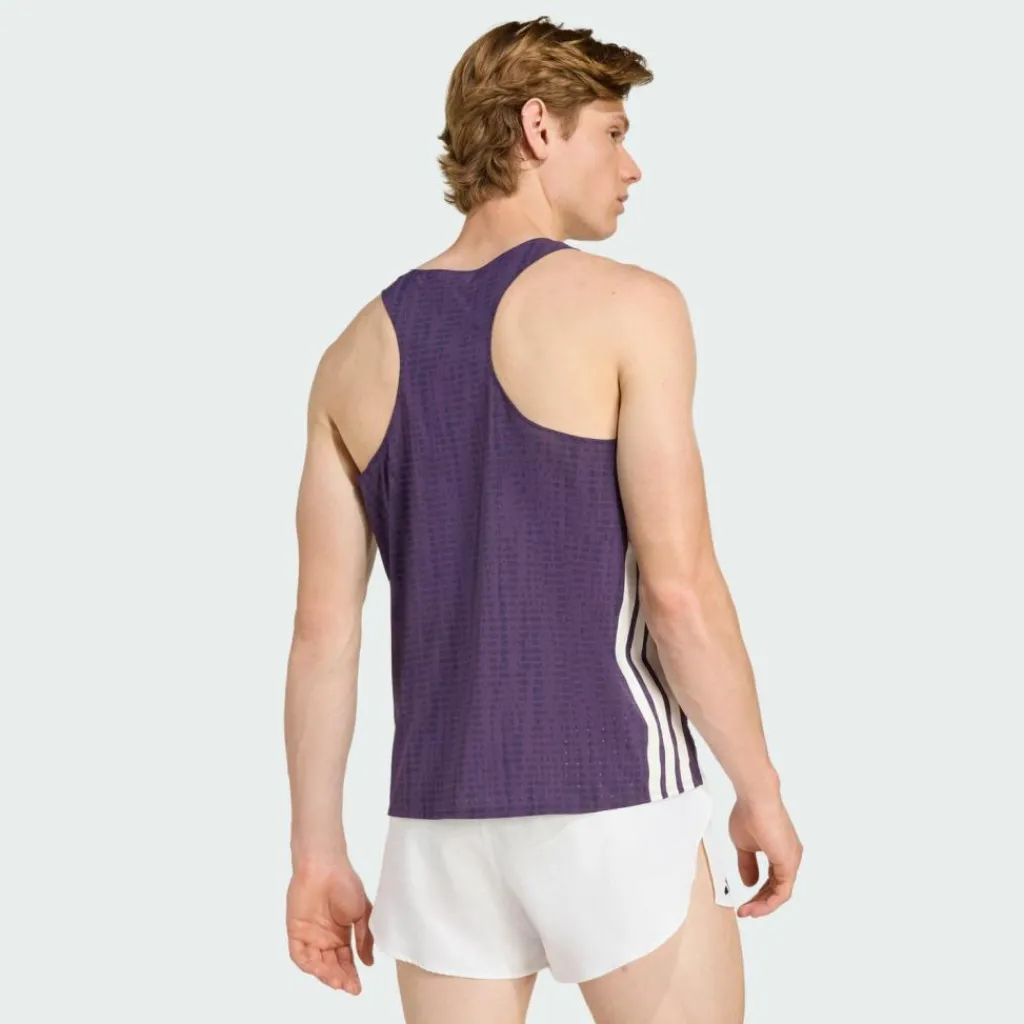adidas Tops & Tanks<· Adizero Running Singlet Aurora Plum / Noble Ink