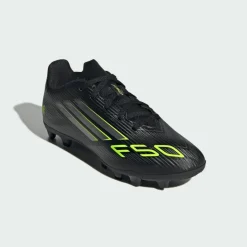 adidas Fußballschuhe<· F50 CLUB Kids Fußballschuh, Core Black / Iron Metallic / Lucid Lemon