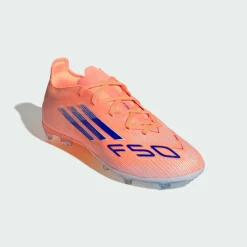 adidas Fußball|Fußballschuhe<· F50 Elite Kids Fußballschuhe für feste Beam Orange / Lucid Blue / Cloud White