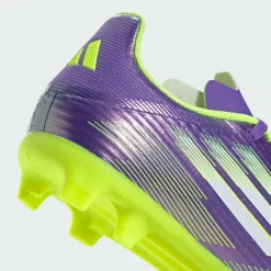 adidas Fußball|Fußballschuhe<· F50 League Kids FG/MG Fußballschuh Purple Rush / Cloud White / Lucid Lemon