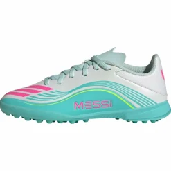 adidas Fußballschuhe<· F50 MESSI LEAGUE Turf Fußballschuh Kids Cloud White / Lucid Pink / Flash Aqua