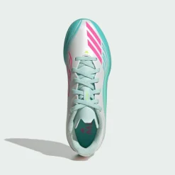 adidas Fußballschuhe<· F50 MESSI LEAGUE Turf Fußballschuh Kids Cloud White / Lucid Pink / Flash Aqua