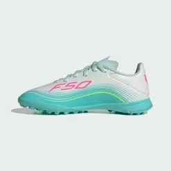 adidas Fußballschuhe<· F50 MESSI LEAGUE Turf Fußballschuh Kids Cloud White / Lucid Pink / Flash Aqua