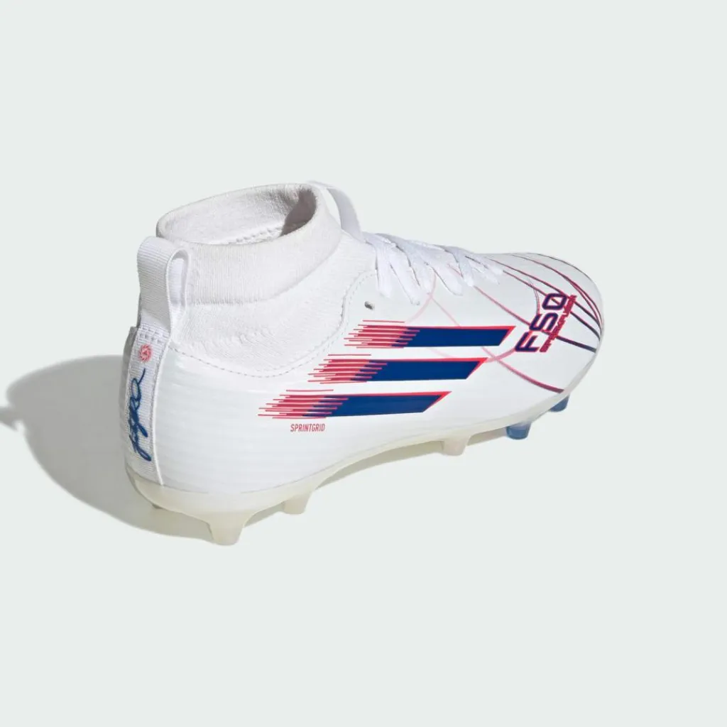 adidas Fußballschuhe<· F50 SPARKFUSION LEAGUE Mid-Cut feste Cloud White / Royal Blue / Lucid Red