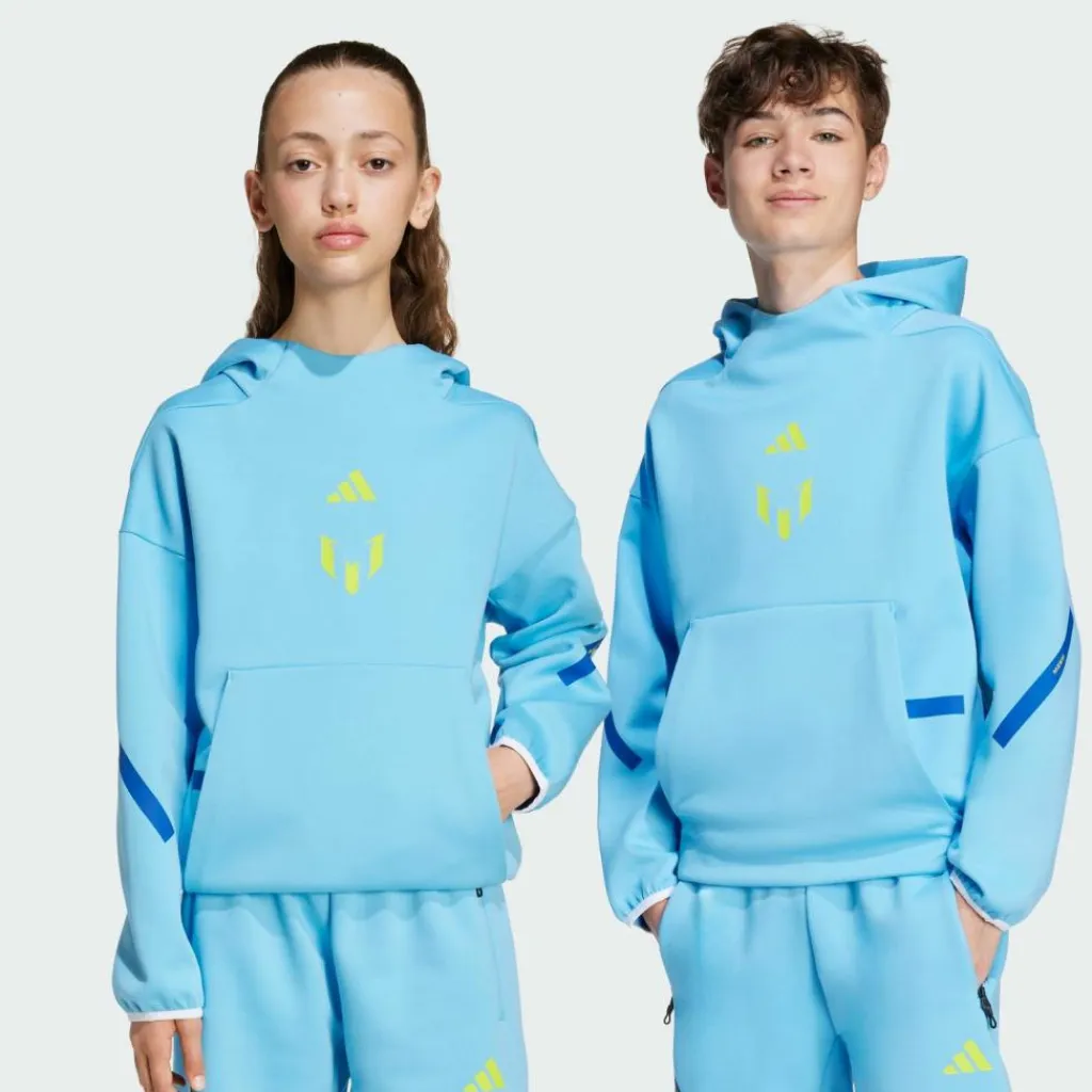 adidas Fußball|Pullover & Sweats<· MESSI ZNE HOODIE KIDS Sweatshirt Semi Blue Burst / Semi Solar Yellow