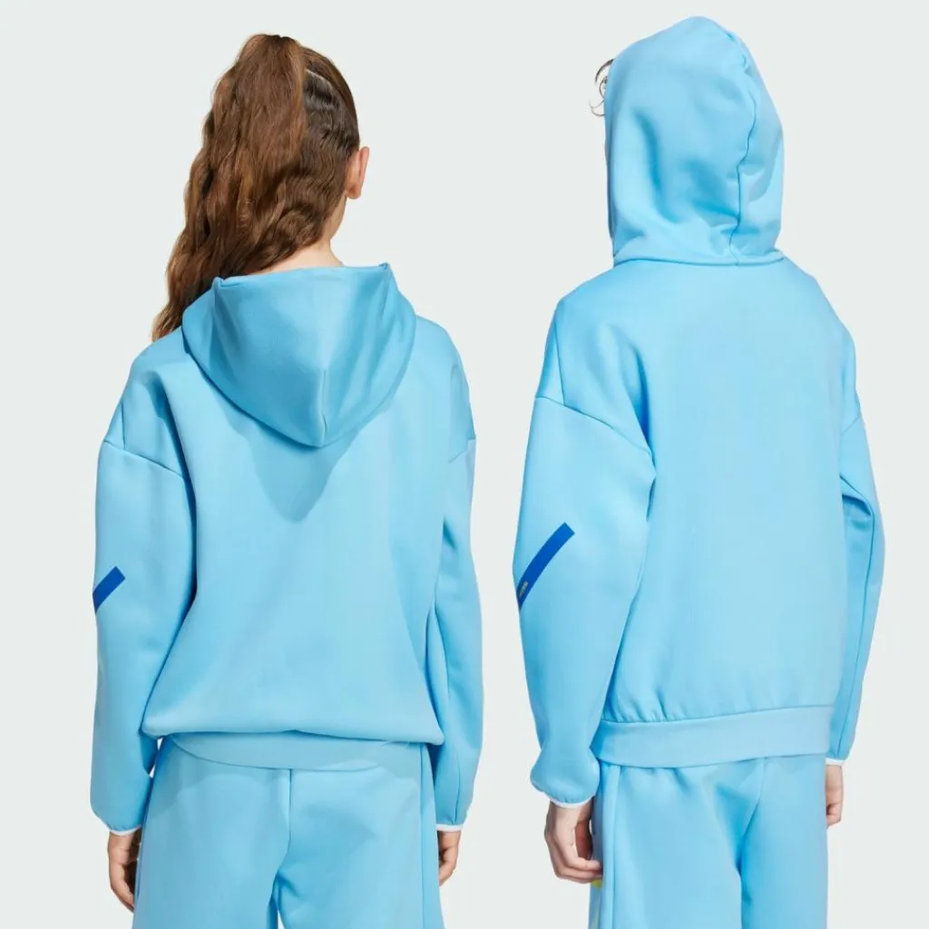 adidas Fußball|Pullover & Sweats<· MESSI ZNE HOODIE KIDS Sweatshirt Semi Blue Burst / Semi Solar Yellow