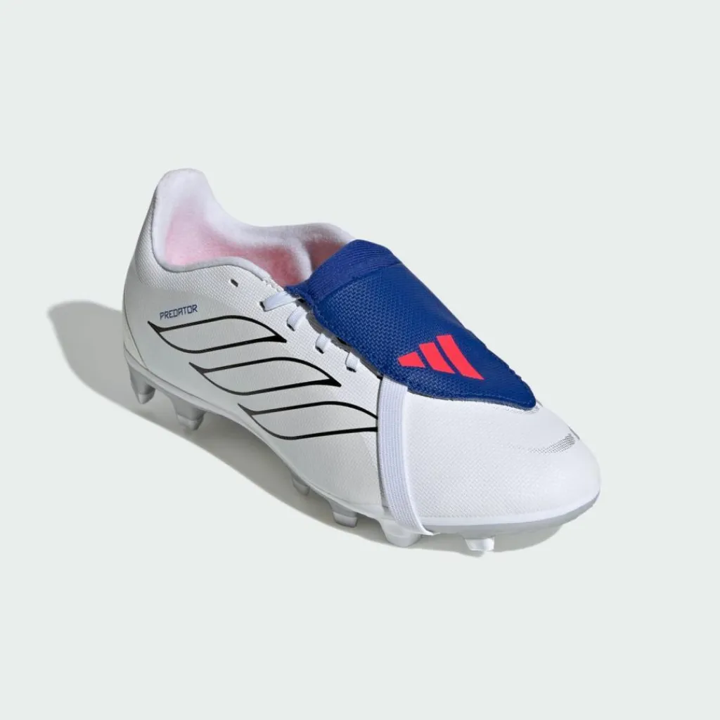 adidas Fußballschuhe<· PREDATOR CLUB Fold-Over Tongue Firm Cloud White / Zero Metalic / Royal Blue