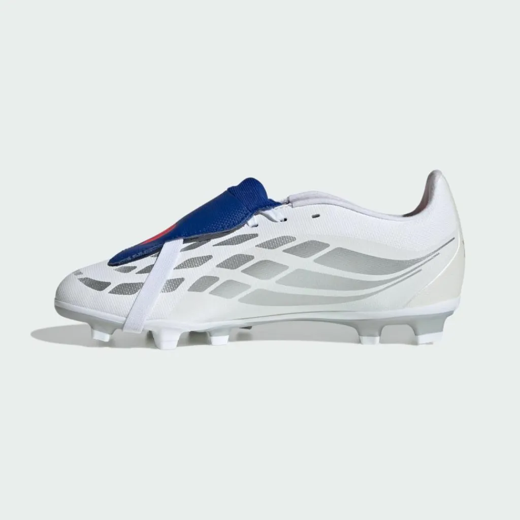 adidas Fußballschuhe<· PREDATOR CLUB Fold-Over Tongue Firm Cloud White / Zero Metalic / Royal Blue