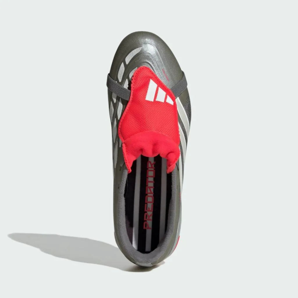 adidas Fußballschuhe<· PREDATOR LEAGUE Fold-Over Tongue Firm Iron Metallic / Zero Metalic / Lucid Red