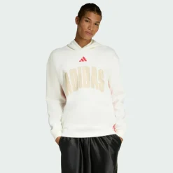 adidas Pullover & Sweats<· STADIUM GRAPHIC HOODIE. Off White / Pure Ruby
