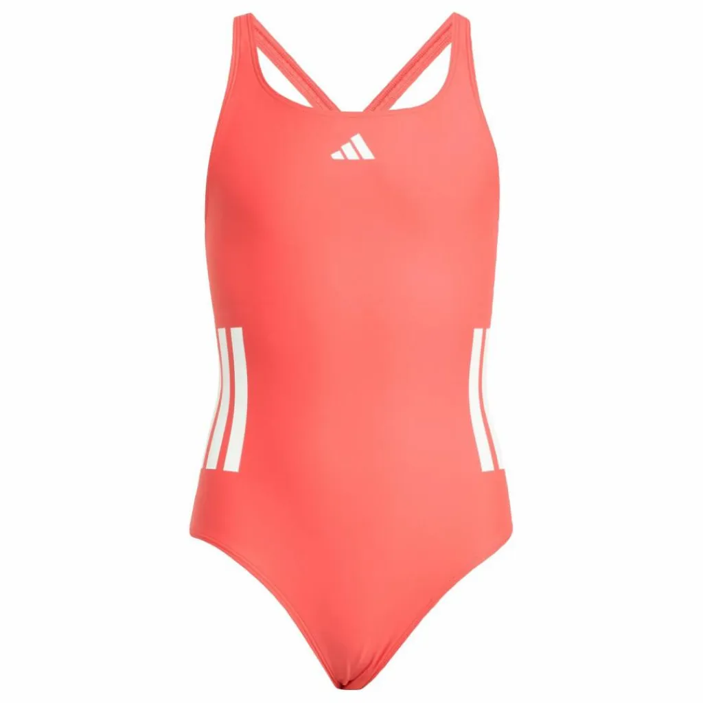 adidas Schwimmen<· 3-Streifen C-Back Kids Badeanzug Semi Lucid Red / White