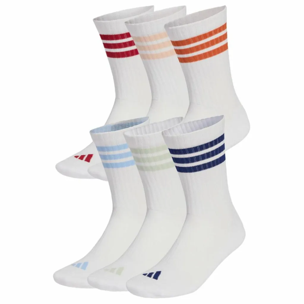 adidas Socken|Socken<· 3-Streifen Essentials Cushioned Crew White / Active Maroon / Fox Orange / Dark Blue
