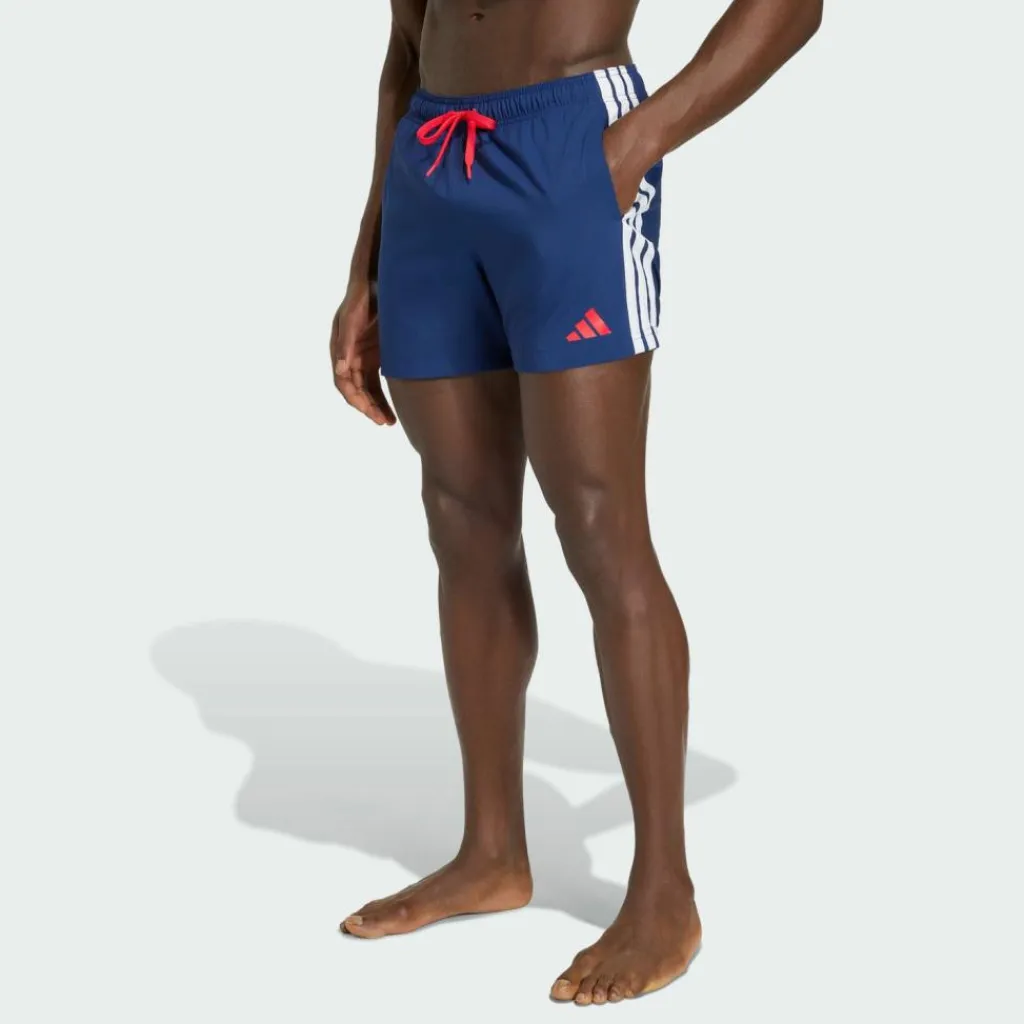 adidas Schwimmen<· 3-Stripes5-InchBadeshorts Dark Blue / Pure Ruby
