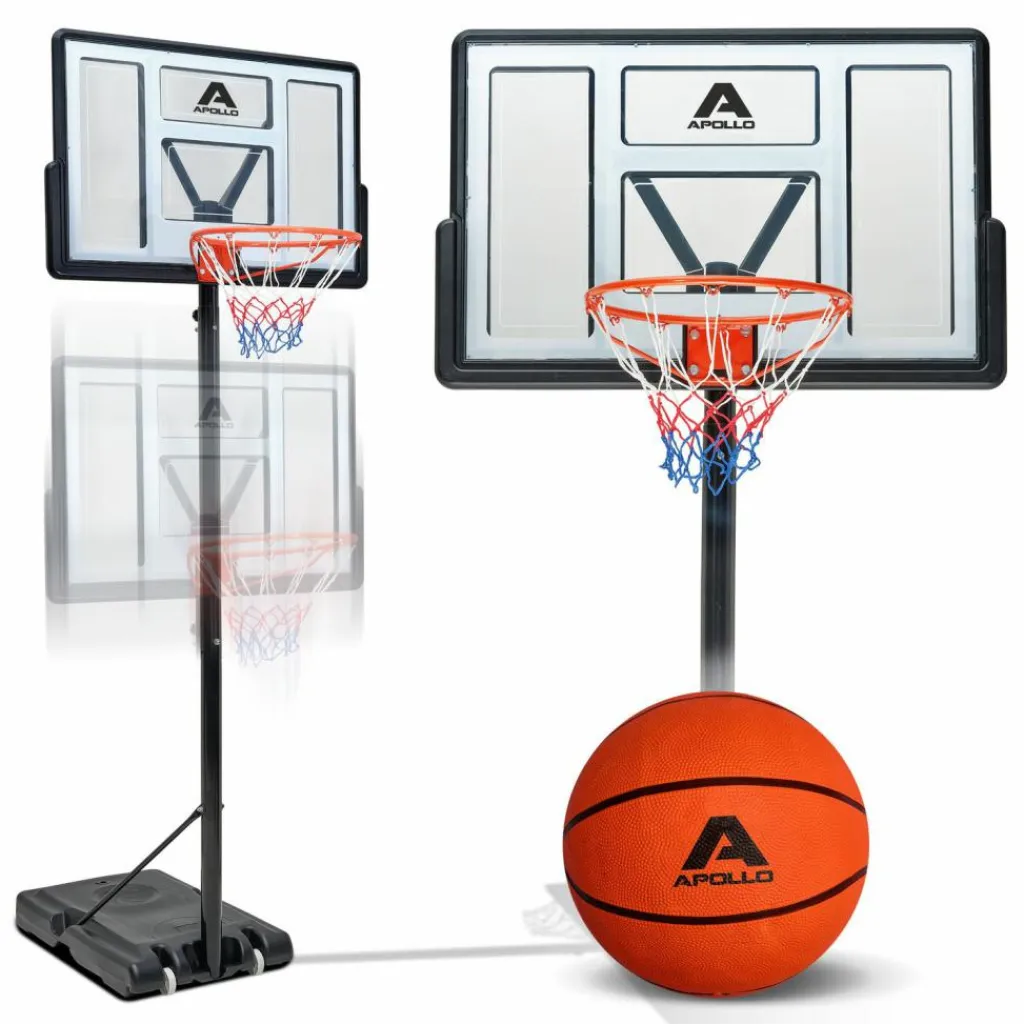 Apollo Basketball|Basketball<· Outdoor Korb Set mit Ständer schwarz-weiß