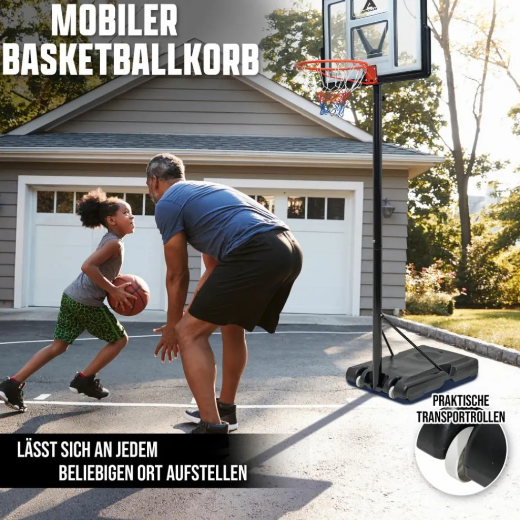 Apollo Basketball|Basketball<· Outdoor Korb Set mit Ständer schwarz-weiß