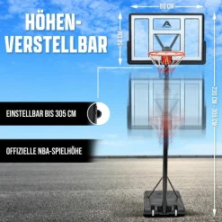 Apollo Basketball|Basketball<· Outdoor Korb Set mit Ständer schwarz-weiß
