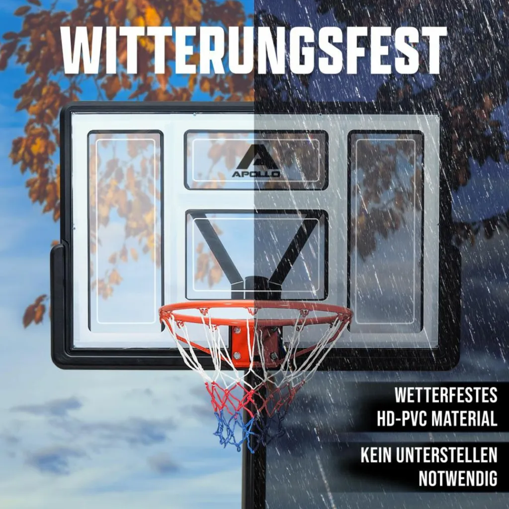 Apollo Basketball|Basketball<· Outdoor Korb Set mit Ständer schwarz-weiß
