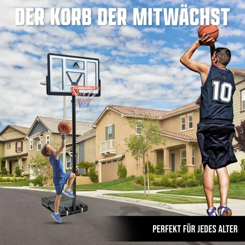 Apollo Basketball|Basketball<· Outdoor Korb Set mit Ständer schwarz-weiß
