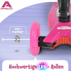 Apollo Skateboarding<· Roller Kids Whiz LED Wheels pink