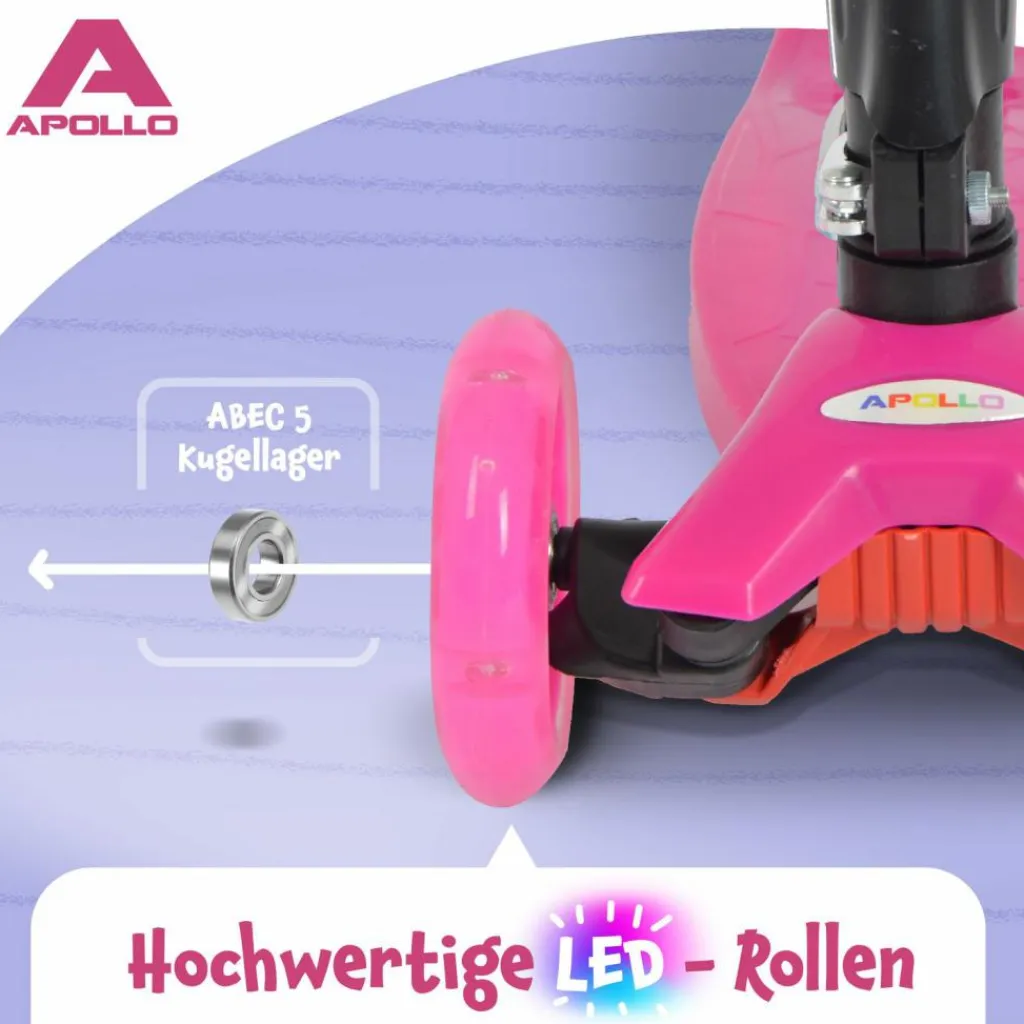 Apollo Skateboarding<· Roller Kids Whiz LED Wheels pink