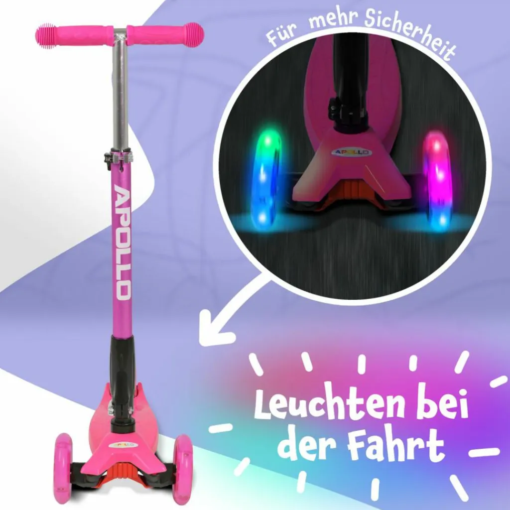 Apollo Skateboarding<· Roller Kids Whiz LED Wheels pink