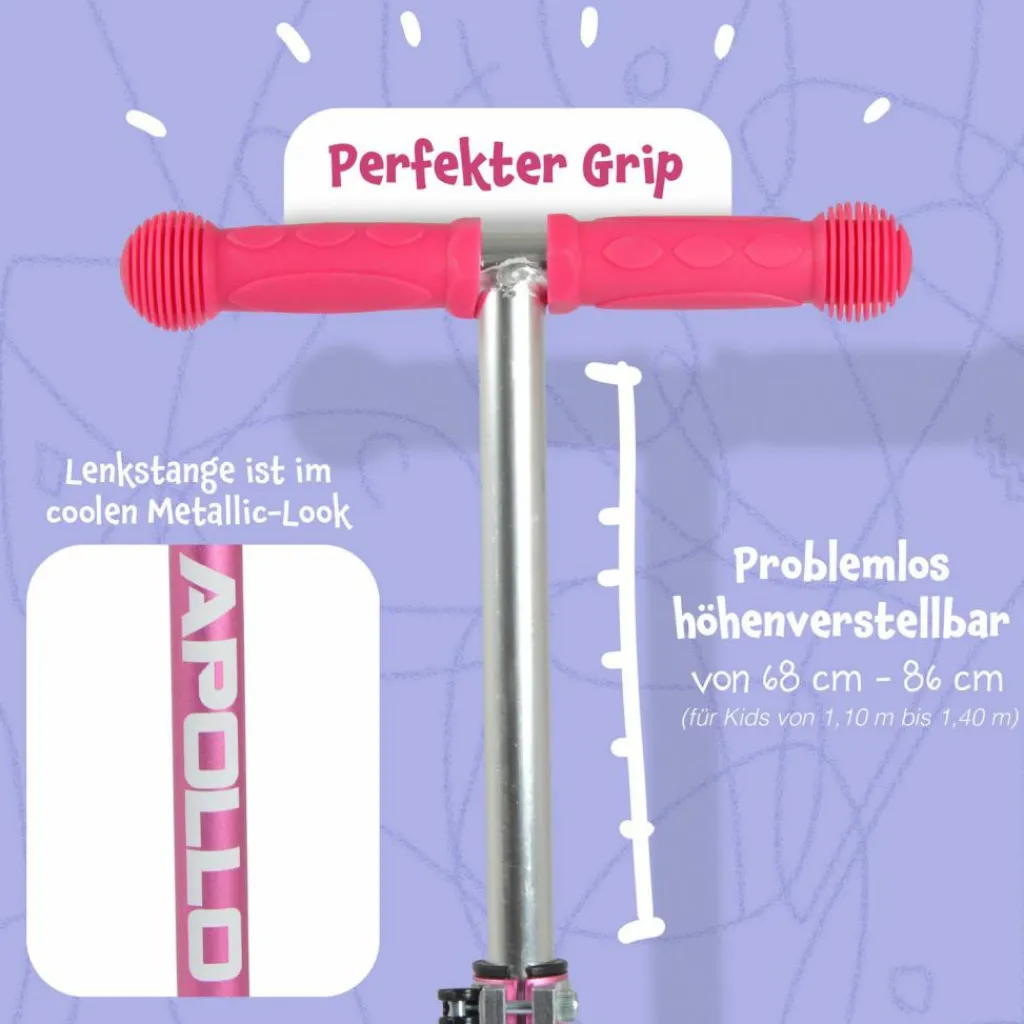 Apollo Skateboarding<· Roller Kids Whiz LED Wheels pink