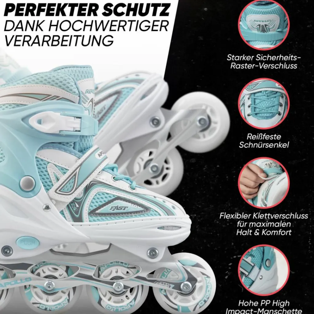 Apollo Inlineskating<· Super Blades LED weiß-mint