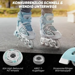 Apollo Inlineskating<· Super Blades LED weiß-mint
