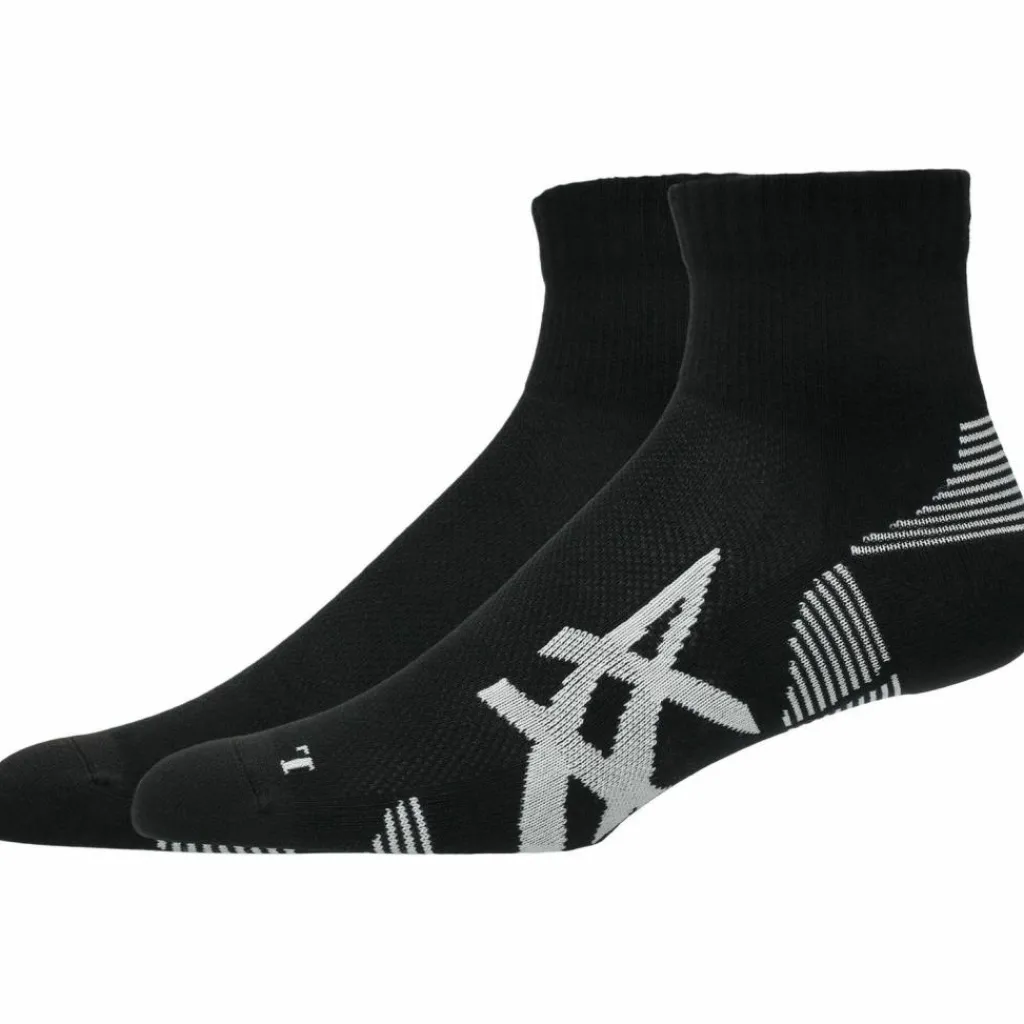 ASICS Laufen|Laufen<· 2 PACK CUSHIONED RUN QUARTER SOCK performance black-brilliant white