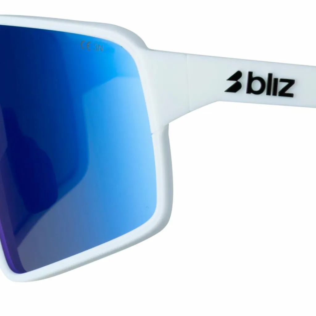 Bliz Fahrradbrillen|Brillen<· P001S white-grey w blue mirror