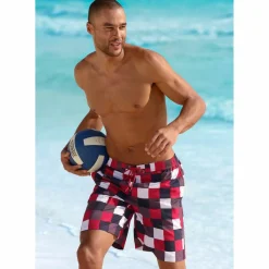 Buffalo Schwimmen<· Badeshorts rot-marine-kariert