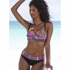 Buffalo Schwimmen<· Bügel-Bandeau-Bikini pink bedruckt
