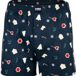 HAPPY SHORTS Unterwäsche<· Web-Boxershorts Snowmen & Gingerbreadmen navy