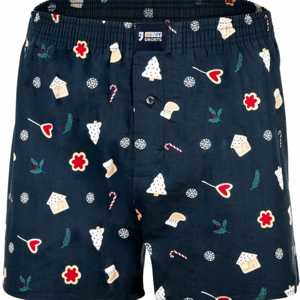 HAPPY SHORTS Unterwäsche<· Web-Boxershorts Snowmen & Gingerbreadmen navy