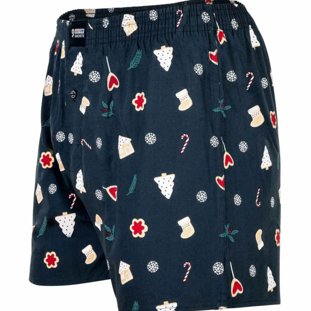 HAPPY SHORTS Unterwäsche<· Web-Boxershorts Snowmen & Gingerbreadmen navy
