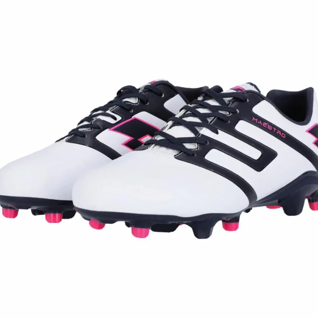 Lotto Fußballschuhe<· Maestro 1E6 All White / Navy Blue