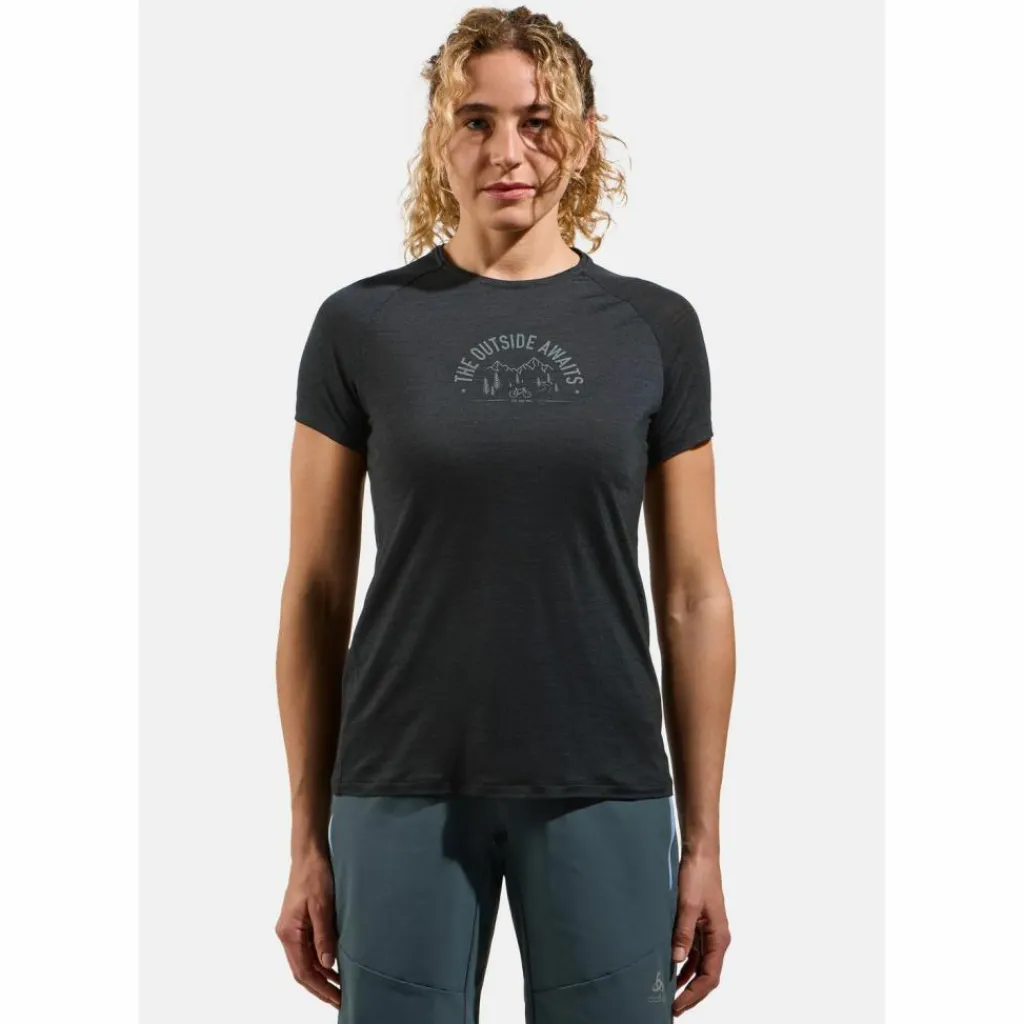 Odlo Trikots<· Merino black melange(60008)