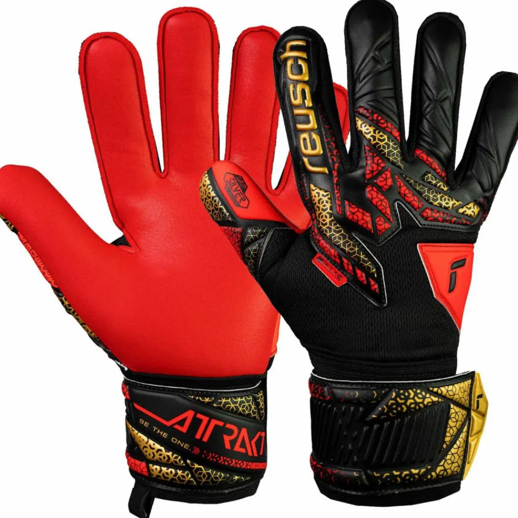 Reusch Handschuhe|Handschuhe<· Attrakt Silver 7075 blck/gold/firy red