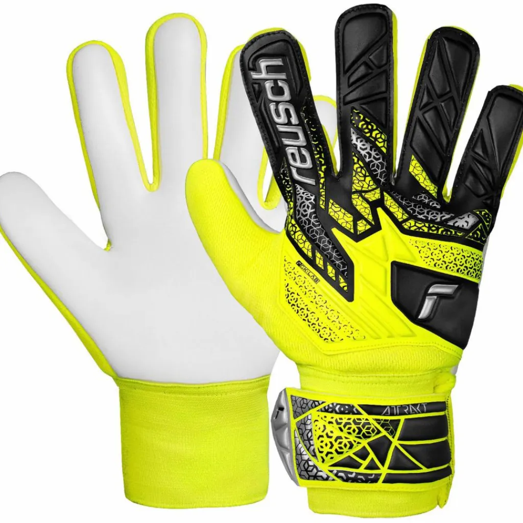 Reusch Handschuhe<· Attrakt Starter Solid Junior safety yellow-silver