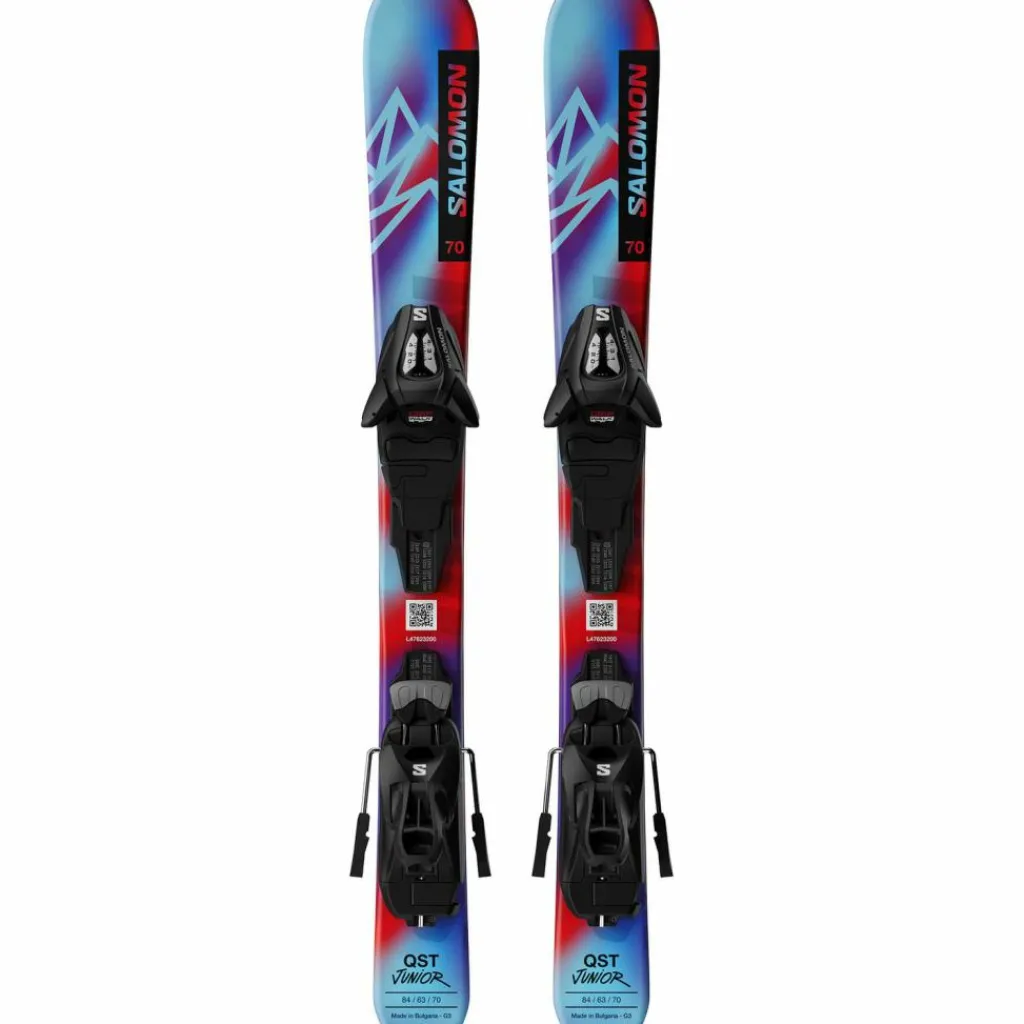Salomon Skier|Ski<· QST XS and C5 pastel neon blue