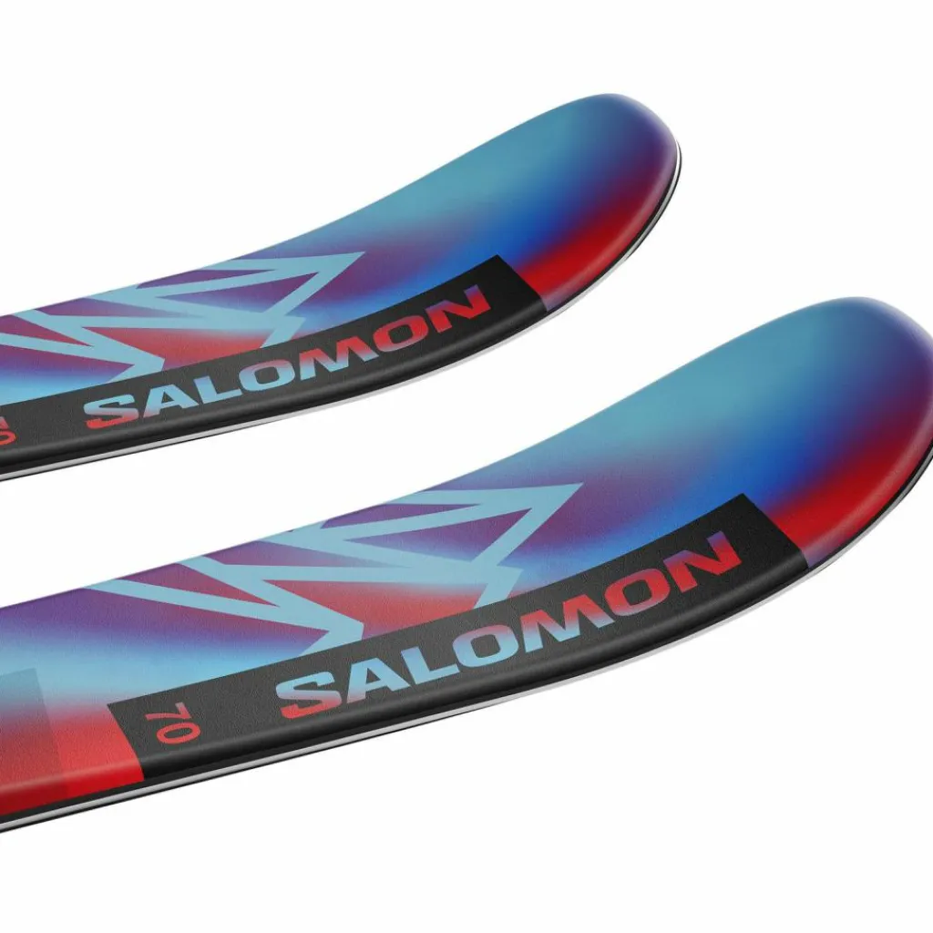 Salomon Skier|Ski<· QST XS and C5 pastel neon blue